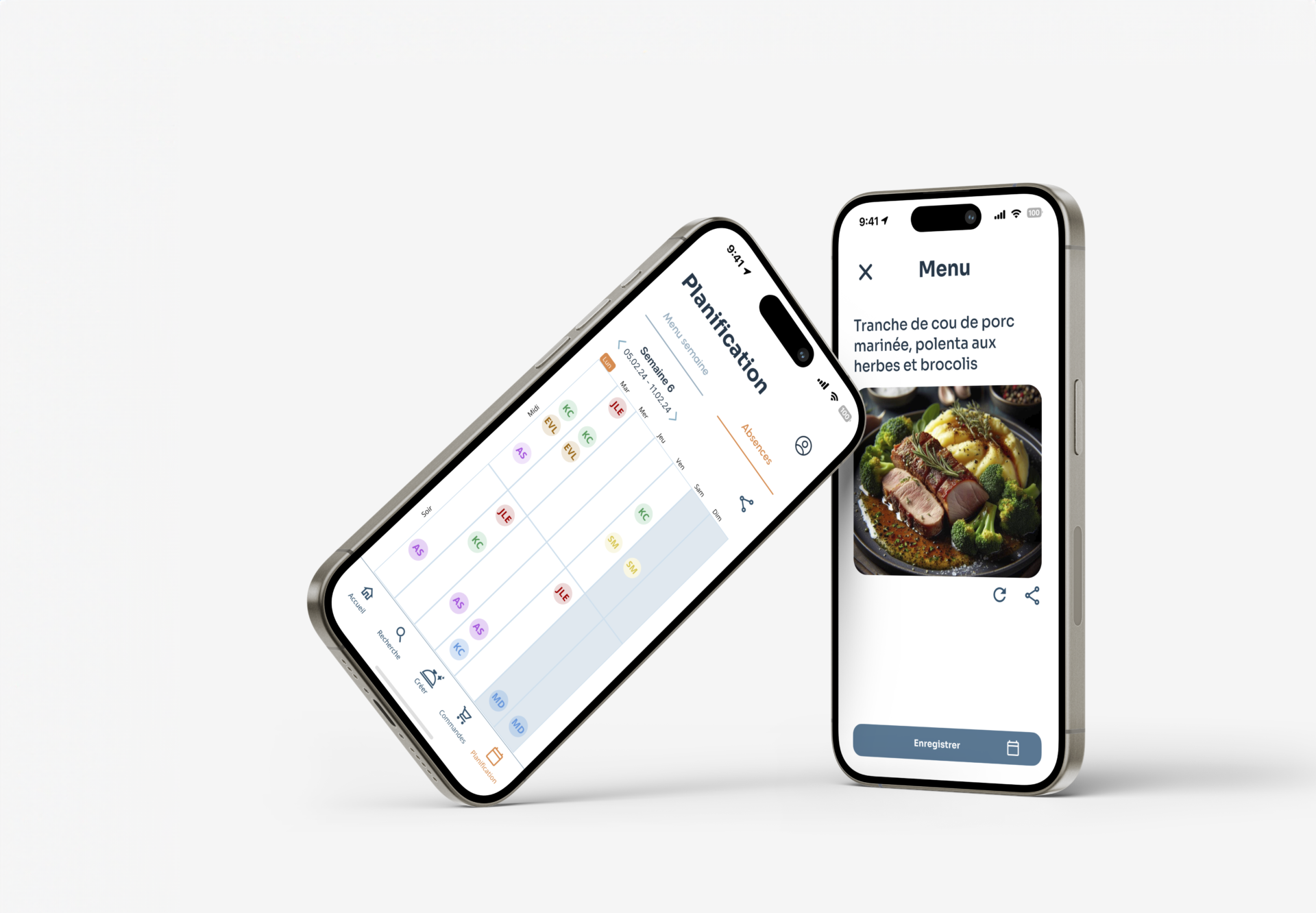 Application de GAstronima sur des écrans de smartphone
