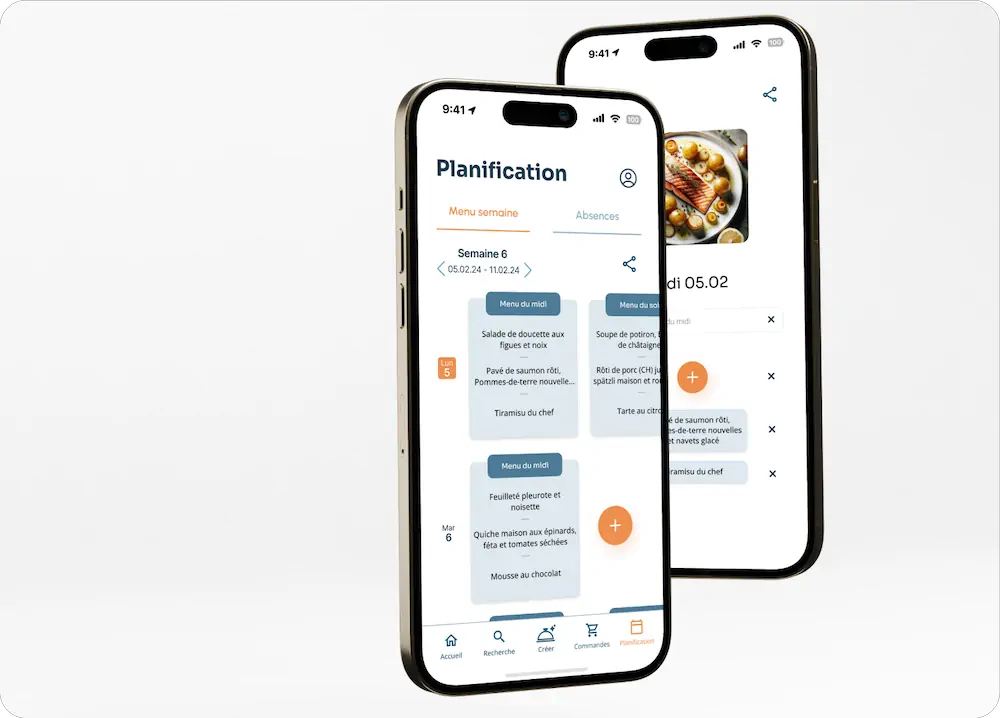 Ecrans de l'application Gastronomia disposés joliment
